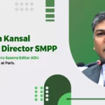 Director SMPP speaking with Sangeeta Saxena Editor ADU at Paris